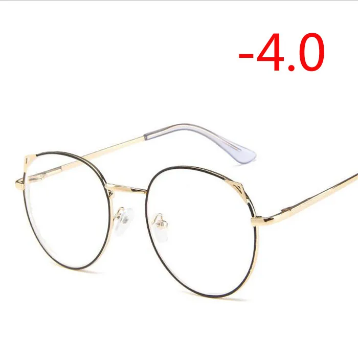 1,0-1,5-2,0-2,5-3,0-3,5-4,0 с украшением в виде кошачьих ушек Для женщин Близорукость очки, металлическая оправа, модные, близорукие очки с короткими очки для коррекции зрения - Цвет оправы: Myopia 400