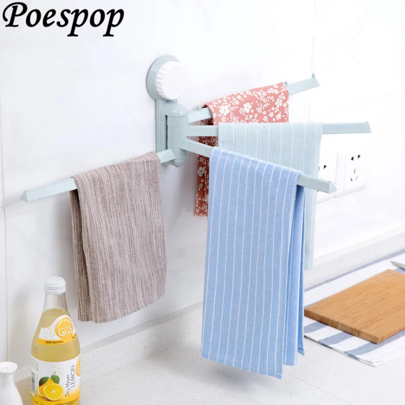 POSEPOP Swivel 180 Degree Bathroom Kitchen Rotating Rack Strong Suction