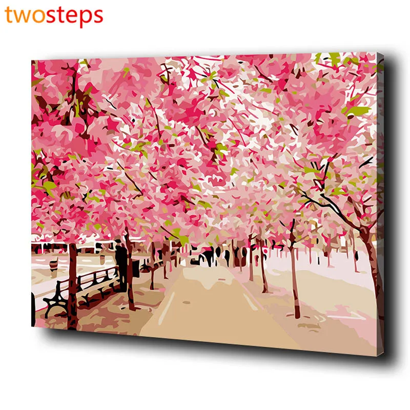 TwoSteps Cherry Blossom Diy Digital Canvas Oil Painting By