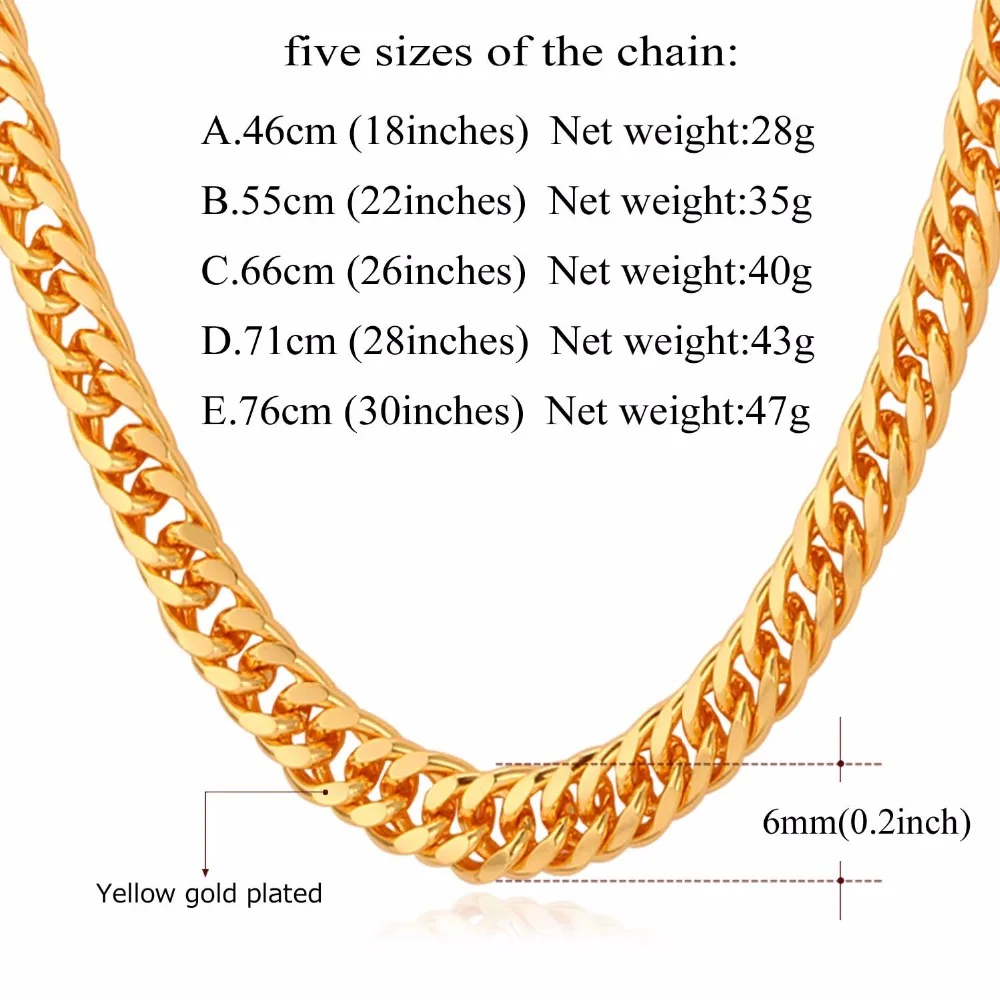 U7 Мужские Панцирь Цепи Ожерелья Ювелирные Изделия Позолоченные 76cm Длина 4 Цвета Длинные Цепочки На Шею N389