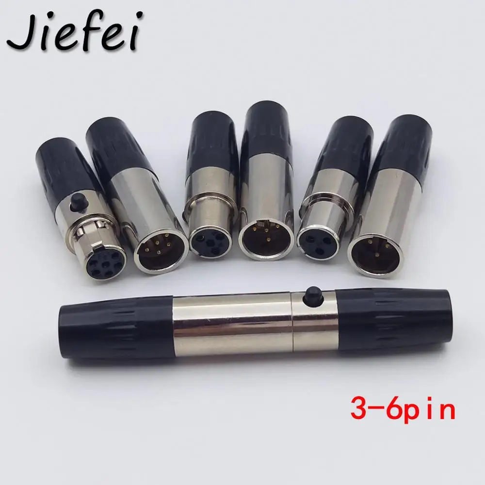 

4set Mini XLR 3 4 5 6 Pin Male + Female Plug XLR Audio Microphone Connector MIC for Cable Soldering Straight Adapter