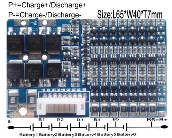 

6S 10A 21.6V Lifepo4 BMS PCM Battery Protection Board With Balancing And Temperature Switch For Battery Package 65*40*7mm