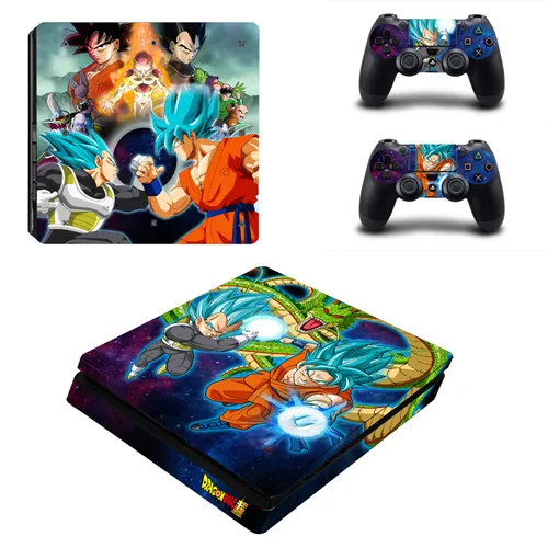 Dragon Ball Z Сон Гоку PS4 тонкая кожа Виниловая наклейка, стикер для Playstation 4 консоли и 2 контроллеры PS4 тонкая кожа Стикеры - Цвет: YSP4S-1791