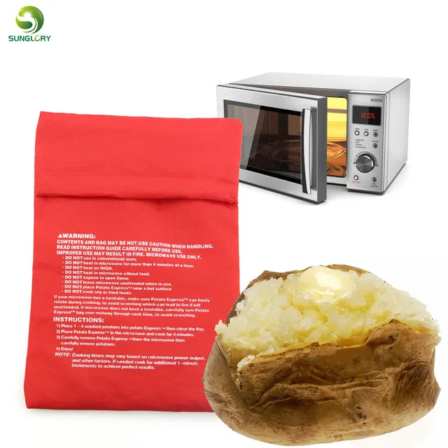 Red Microwave Potato Bag Baking Cooking Washable Cooker Red Microwave Potato Bag Baking Cooking Washable Cooker Baked Potatoes Rice Pocket Oven