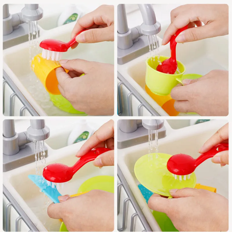 MrY Pretend Play Toys Children Simulation Automatic Wash-up Kitchen Sink Small Pool Circulation Water Dishwashing Set Kids