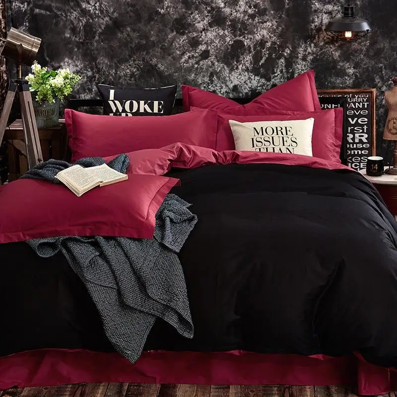 Red And Black Bedding Set Double Match Color Matching Bed Set