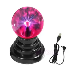 Лидер продаж 9,8X14,5 см USB Magic Черный База Стекло Plasma Ball Sphere вечерние Lightning партии свет лампы с USB кабель # D8822