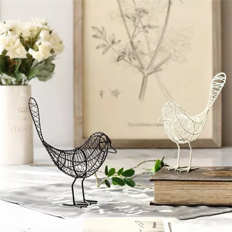 

ERMAKOVA Wrought Iron Bird Statue Figurine Abstract Bird Animal Miniatures Vintage Home Decoration Creative Gift Souvenir