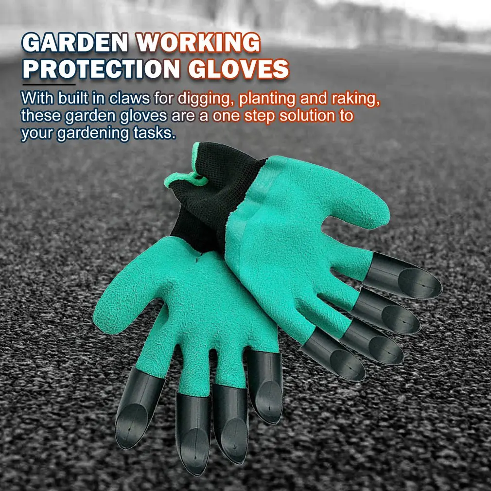 1 Pair Gardening Gloves for Garden Digging Planting with 8 ABS Plastic Claws Garden Working Protection Gloves Garden Gloves