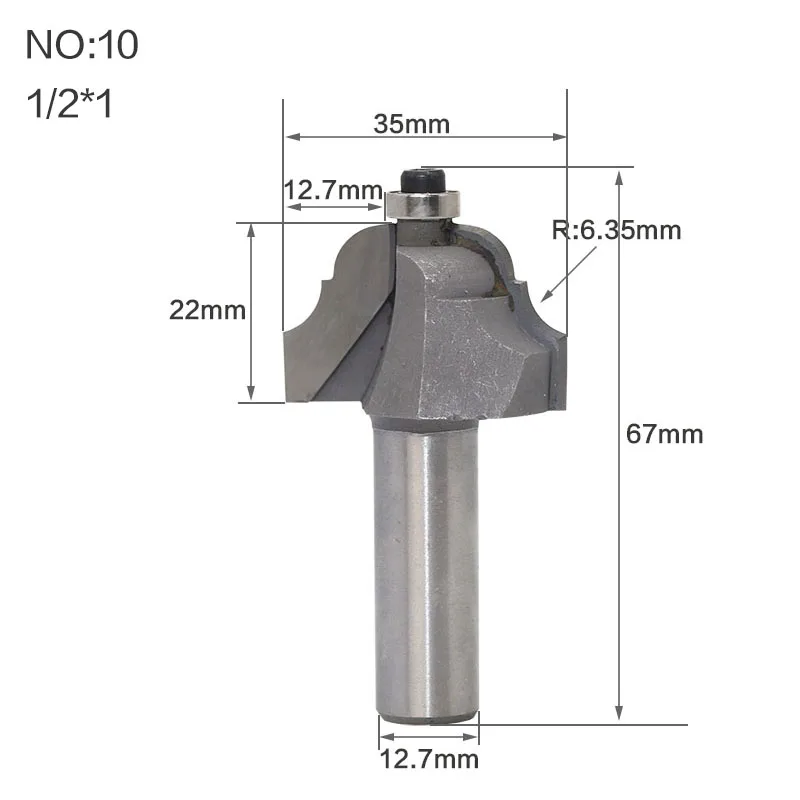 1 шт. 1/" 1/2" хвостовик двойной Римский Ogee окантовка древесины фрезы с верхним подшипником C3 Карбид Деревообрабатывающие инструменты дешевая цена - Длина режущей кромки: NO 10