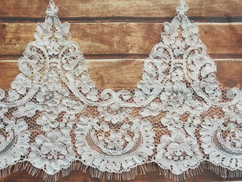

Quality Free shipping 1.6yards per piece Embroidery Lace Trim With Corded Wedding Gown