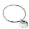 Gold Plating Steel Silver Color Pendant Charm Bangle Bracelet with Dangle Drop Simple Bangle For Women 3