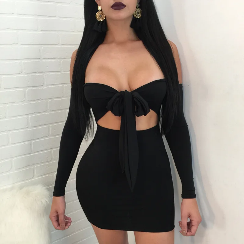 Сексуальное платье без бретелек с бантом черное красное эластичное мягкое