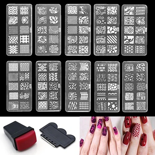 

Nail Art Stamp Stencil Stamping Template Plate Set Tool Stamper Design Kit Fast Shipping