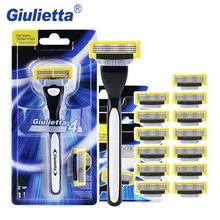 Giulietta бритья бритвы для мужчин 15 шт./компл. 4 слои нержавеющая сталь лезвие прямо лезвия для бритья(1 ручка и 14 лезвия