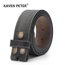 Pasek w stylu Vintage bez klamry dla mężczyzn 100% skórzany pasek do dżinsów 3.8 CM szerokość Cowskin pasek z jedna warstwa skóry
