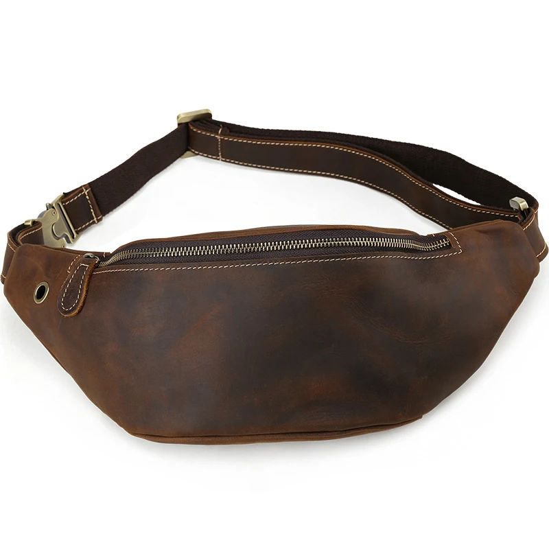 

2018 Fashion genuine leather men's multifunction travel bags funny chest pack men waist pack hiqh quality men waist bag