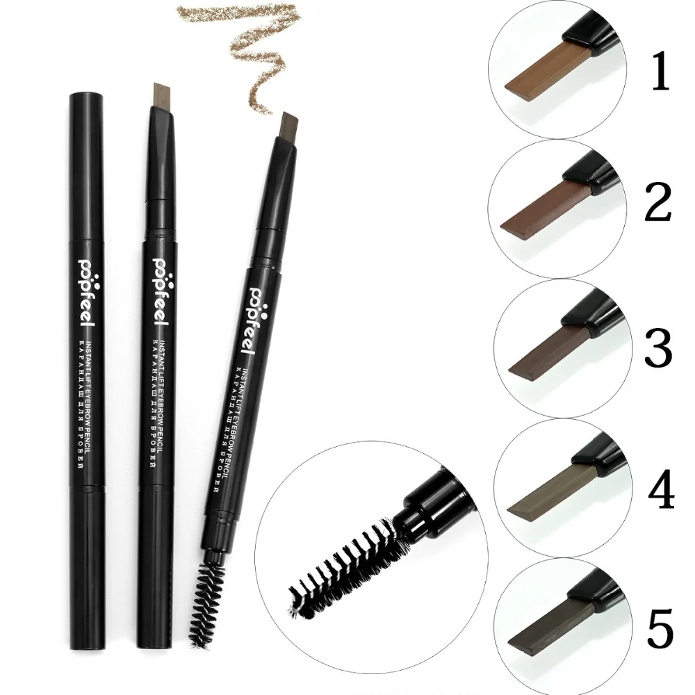 Professional Double end Eyes Makeup Waterproof Eyebrow Pencils Black