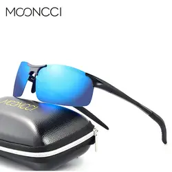 MOONCCI алюминия и магния поляризованных солнцезащитных очков Для мужчин Спорт зеркальное покрытие Солнцезащитные очки без оправы мужской