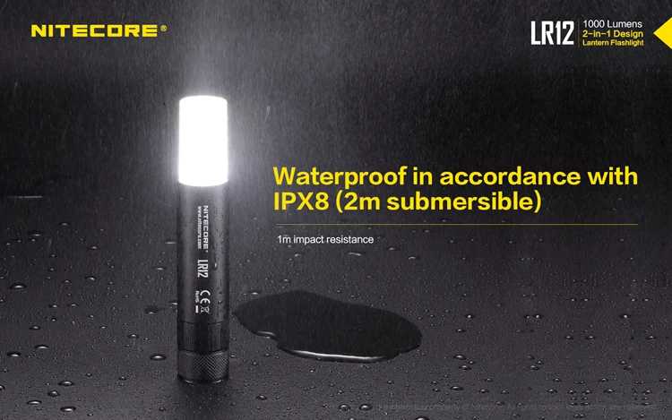 NITECORE LR12 выдвижной фонарик CREE XP-L HD V6 max 1000 люмен расстояние луча 166 М уличный фонарик небольшой кемпинг свет