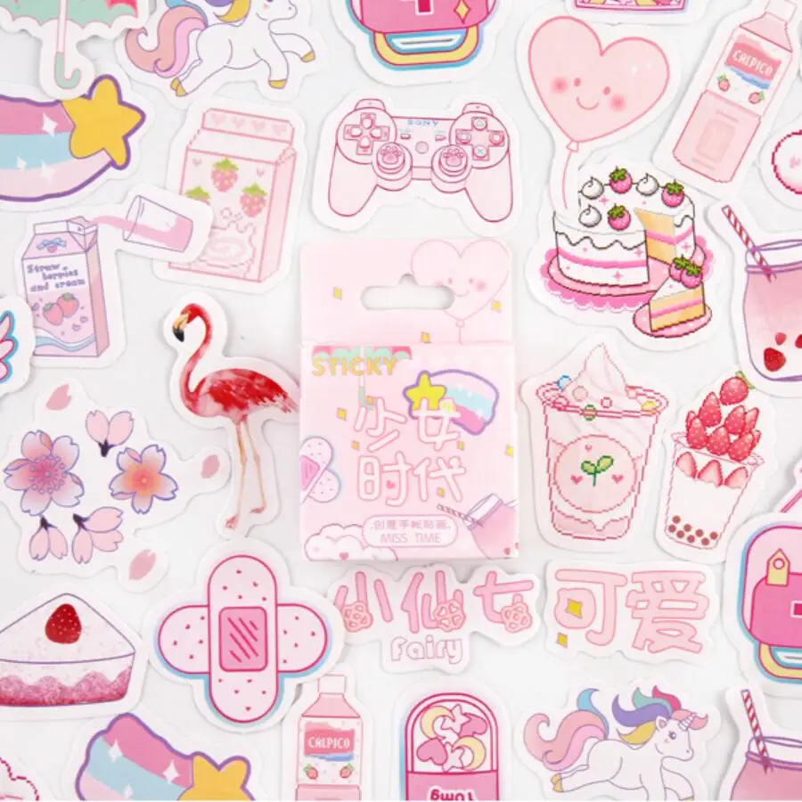 Girlhood Розовый Пуля журнал наклейки Набор Декоративные Канцелярские наклейки Скрапбукинг DIY Дневник Stick Lable