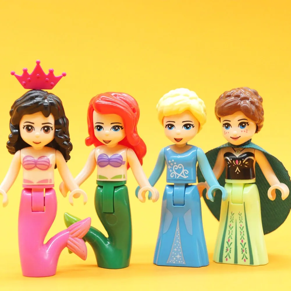

Playmobil Fairy tale Princess Queen Mini Building Blocks Elsa Lion Beast prince Anna Cinderella figure Model Toys for Children