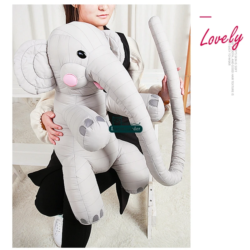 Dorimytrader Lovely 130cm Long Nose Animal Elephant Plush Toy Cute Soft Stuffed Animals Gray Elephants Doll for Kids Adults Decoration DY50055(23)