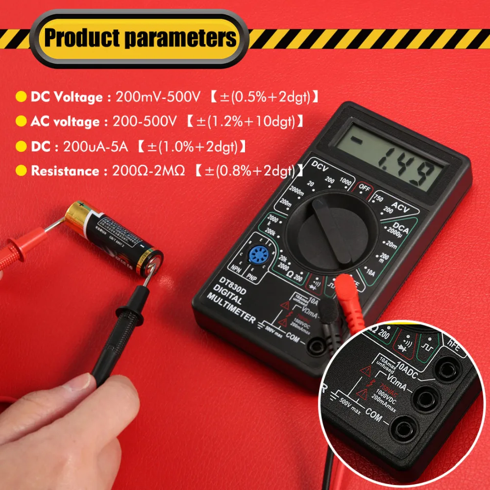 

1Pc Mini Digital Multimeter with Buzzer Overload Protection Pocket Voltmeter Ampere Ohm Meter Test Probe DC AC LCD