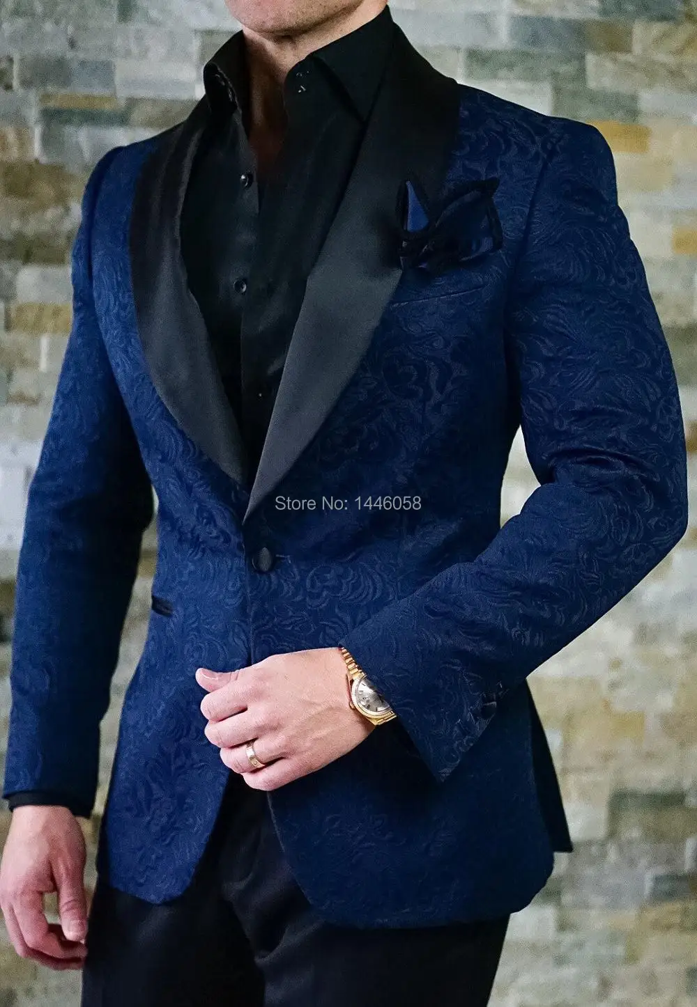 

Costume Homme 2018 Gentleman Bespoke Mens Suits Classic Terno Slim Navy Blue Printed Men Suits With Pants Wedding Groom Tuxedos