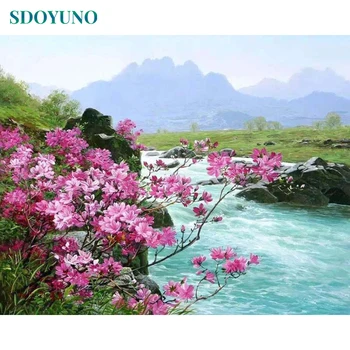 

SDOYUNO Frame DIY Painting By Numbers Kits Mountain Landscape Acrylic Paint By Numbers Unique Gift For Home Decor Wall Artwork