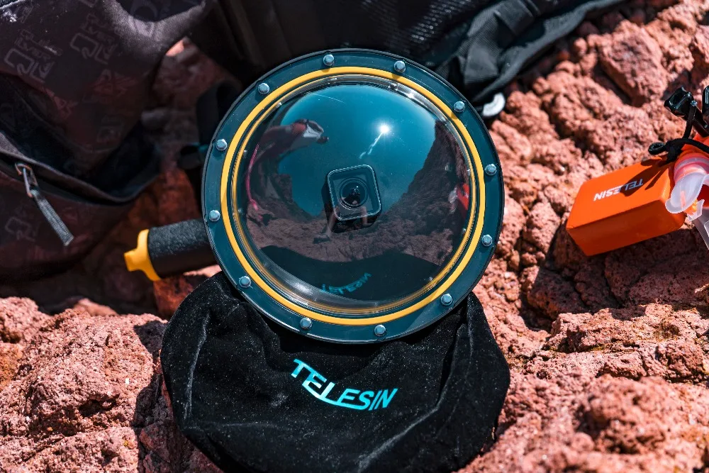 TELESIN 6 Dome Port Waterproof Case Housing for GoPro Hero 5 Black Hero 6 Trigger Dome Cover Sphere Lens Shooting Accessories