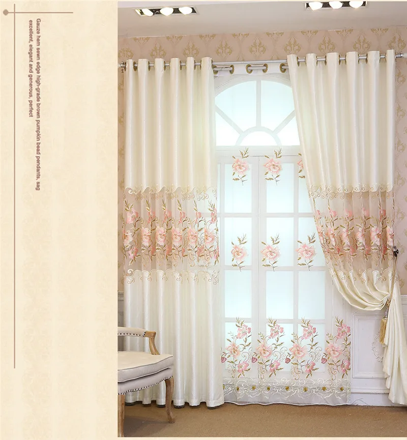 Европейская вышивка шторы из полиэстера спальни роскошные королевские аристократические белые затемненные оконные шторы для гостиной