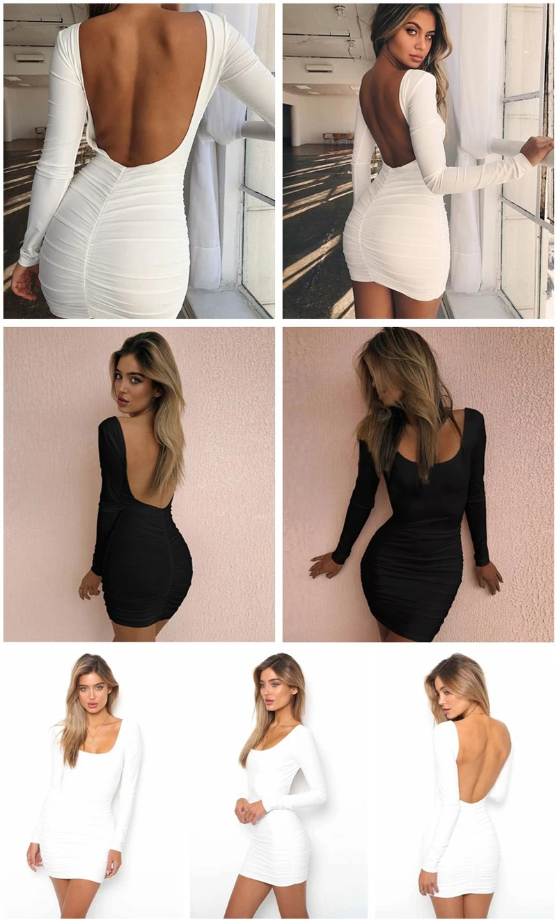 Backless long sleeve club dress 28