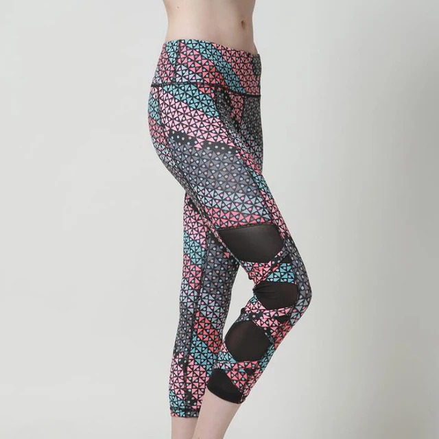 Syprem Weave Mesh Panels Yoga Pants Solid Fitness Sport Leggings Sexy