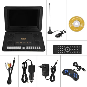 

VBESTLIFE 13.8 inch Portable Radio DVD CD Player Rotatable Screen Game TV Function Car Charger Support VCD DVD RW For EU Plug