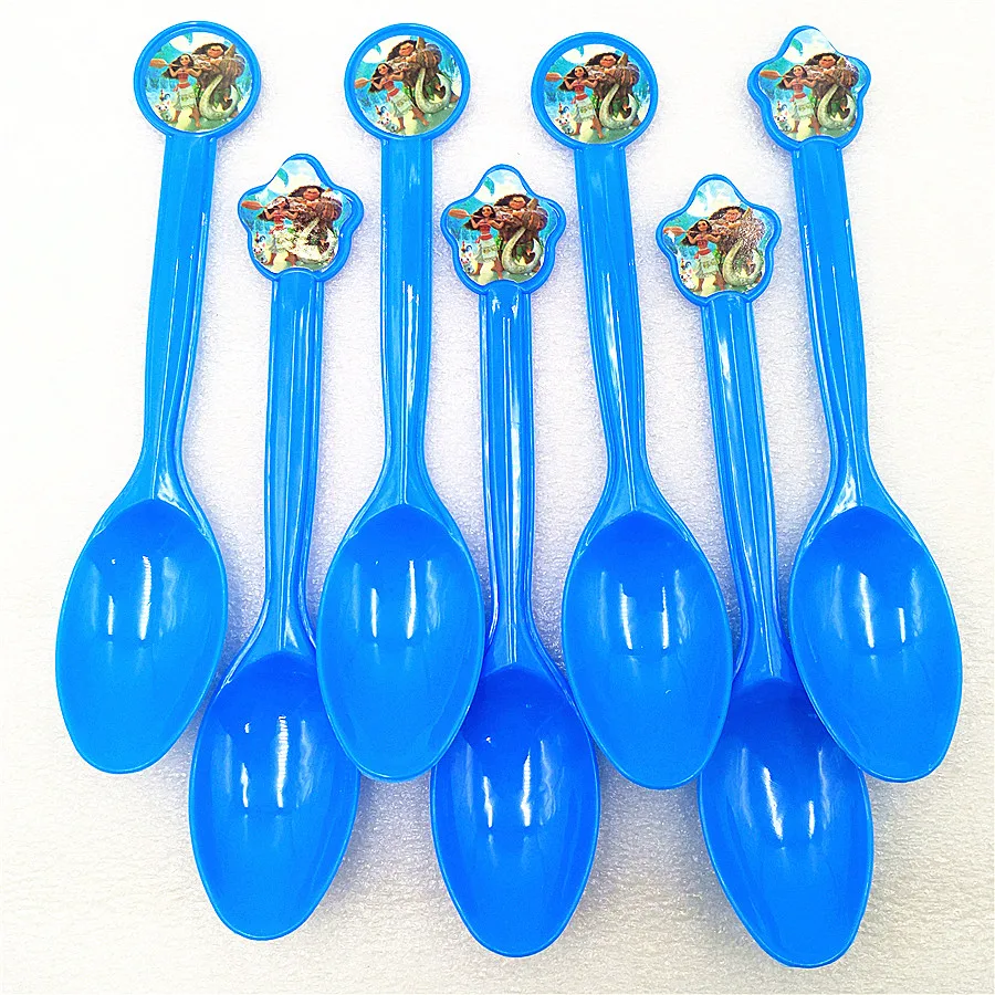 

10p/set Moana Party Supplies Plastic disposable Spoon Christmas/Festival Party Decoration Baby Shower Kids Birthday Party Favors