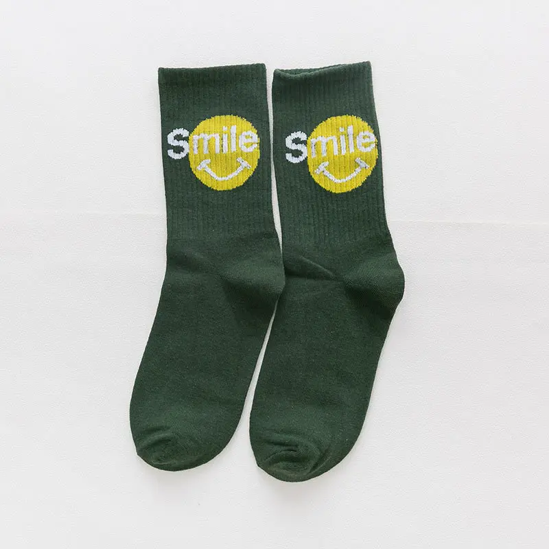 Personality Hip Hop Long Socks Men Street Skateboard Smile Letter Print Funny Mid Tube Socks Harajuku Cool Women Crew Socks (8)