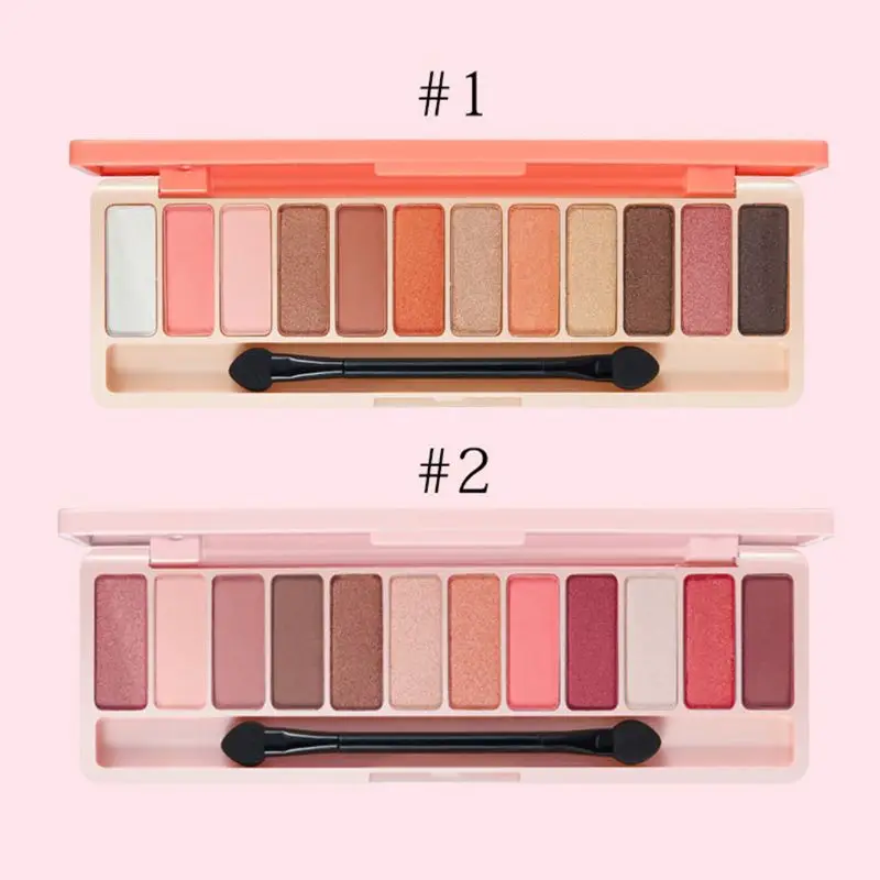 

12 Colour Eyeshadow Geometry Dumb Earth Color Pumpkin Color Makeup Tray Lazy Girl Heart Net Red Makeup Pen Beginner #11