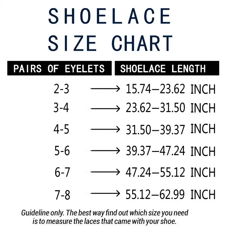 Shoe Laces Length Chart