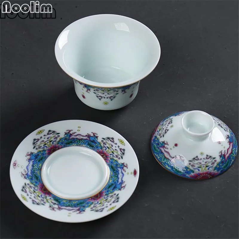 Цзиндэчжэнь эмаль Gaiwan керамическая кунг-фу фарфорная чашка для чая Китайский Чайный Сервиз набор