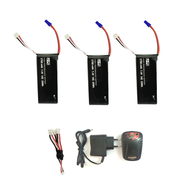 7,4 V 2700mAh 10C 20WH Lipo батарея+ зарядное устройство переменного тока для Hubsan H501S X4 FPV Бесщеточный RC Квадрокоптер Дрон запасные части батарея