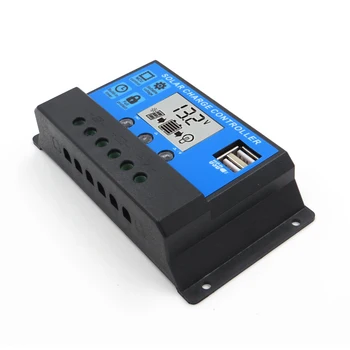 

10A 20A 30A 12V/24V LCD display solar charger lead acid battery Lithium ion PWM solar charge controller USB 5V