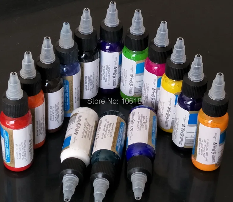 

Assorted Color 7colours/set 30ML Tattoo Inks Pigment Set 1OZ/bottle For Tattoo Machine Needles Equipment Supply
