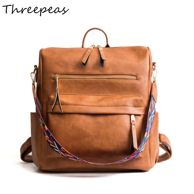 Threepeas Women Multifunction Backpack Pu Leather Shoulder Bag Large Threepeas Women Multifunction Backpack Pu Leather Shoulder Bag Large Capacity Backbag Female Zipper School