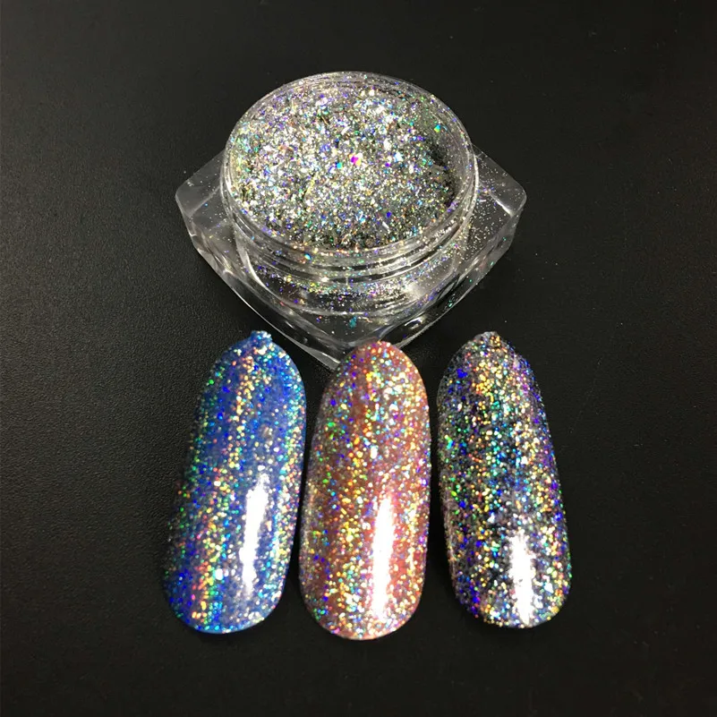 Super! 1/3/5g Galaxy Holographic Flakes Chrome Nail Flake Magic Effect Chameleon Flakes Galaxy
