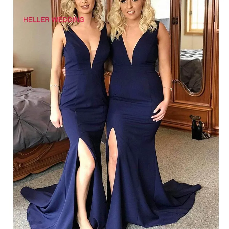 deep blue bridesmaid dress