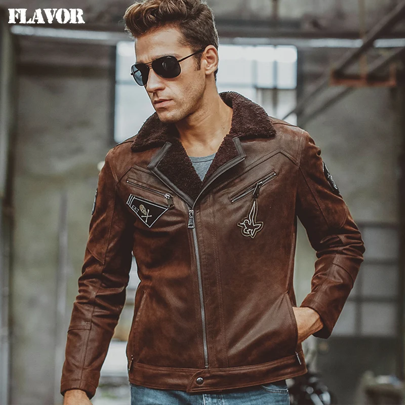 jaqueta de couro genuine leather