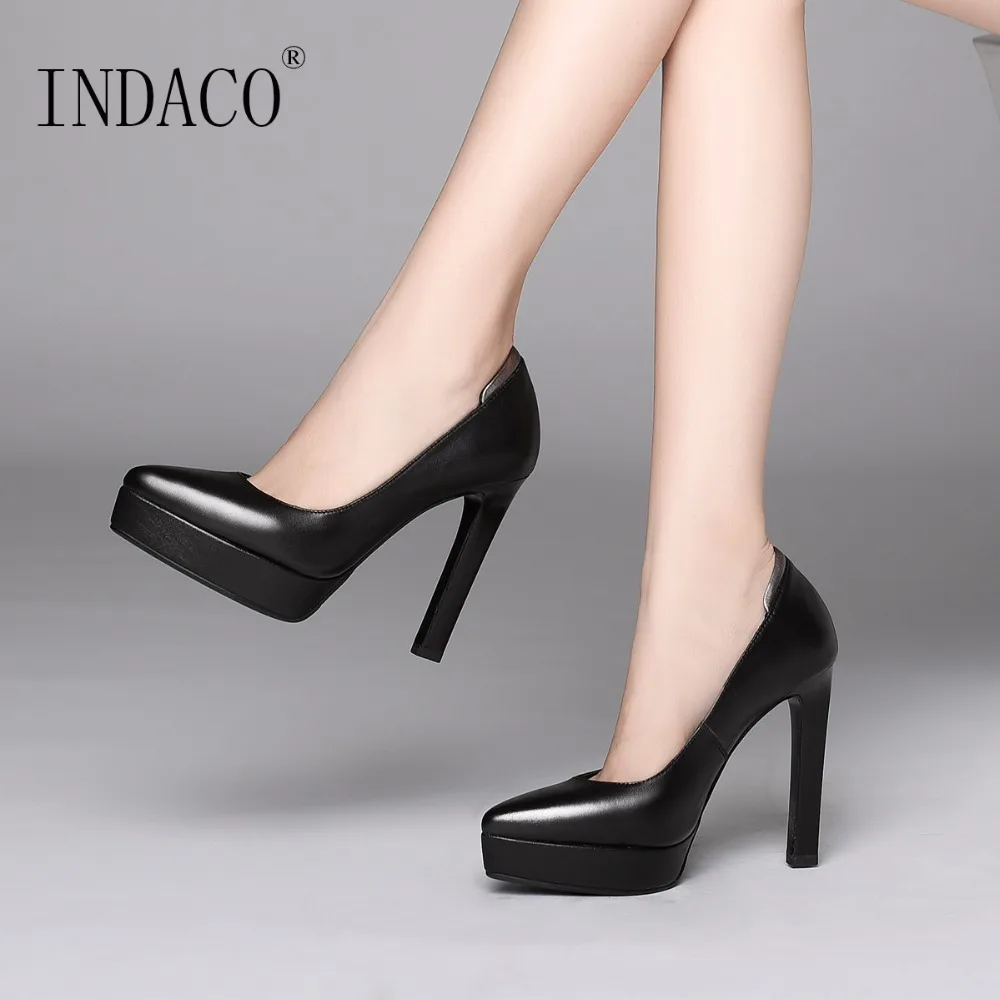 

2019 White Platform Extreme High Heel 12cm Pumps Leather Wedding Shoes Bride