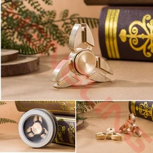 Triangle Tri Fidget Brass Hand font b Spinner b font Ceramic Ball Desk Anxiety Stress Relief