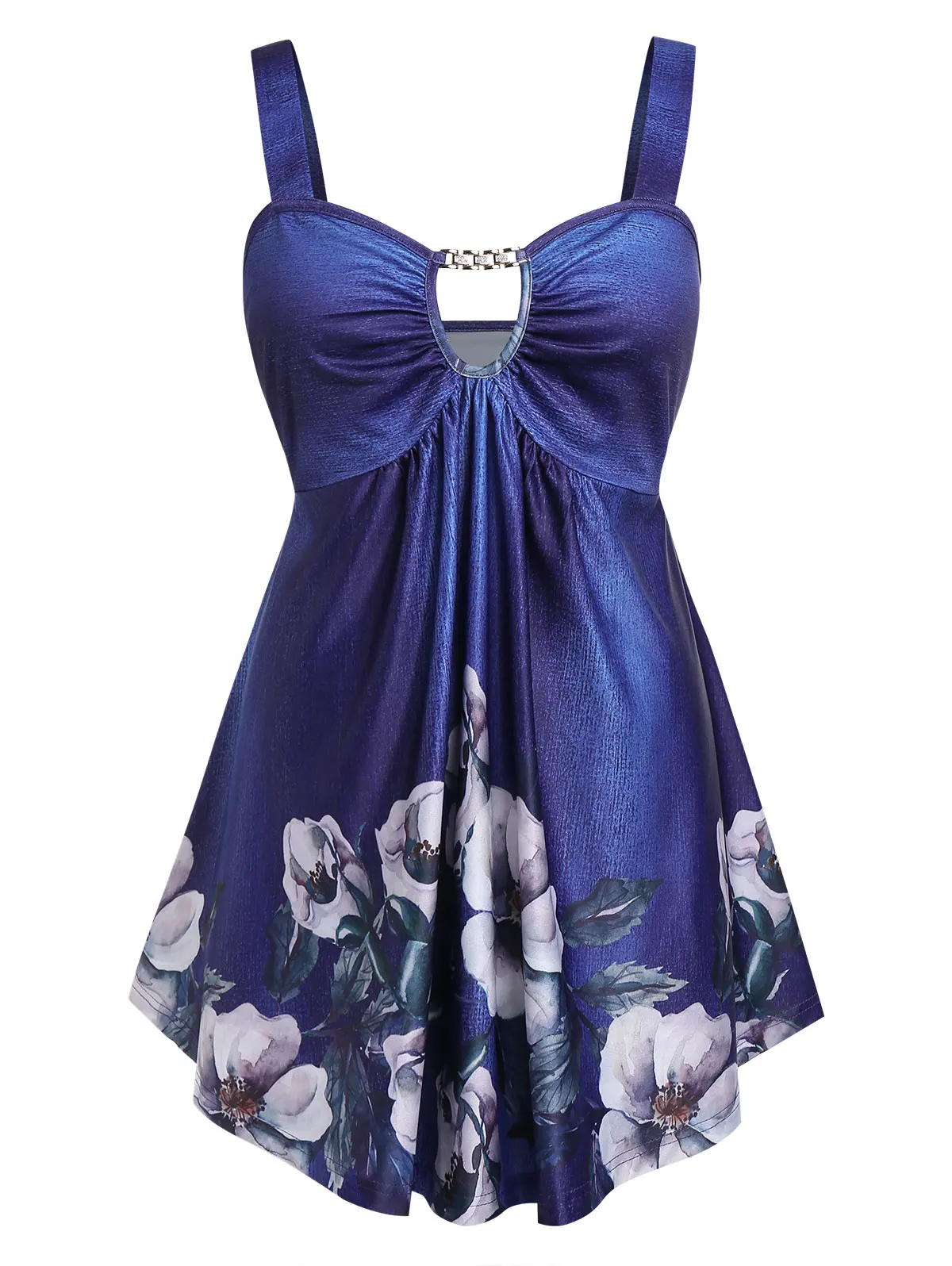 

Wipalo Plus Size Floral Print Cut Out Empire Waist Tank Top Floral Women Tank Top High Waist Camis Sexy Women Summer Clothes